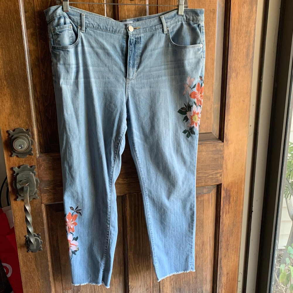 Loft floral printed Blue jeans